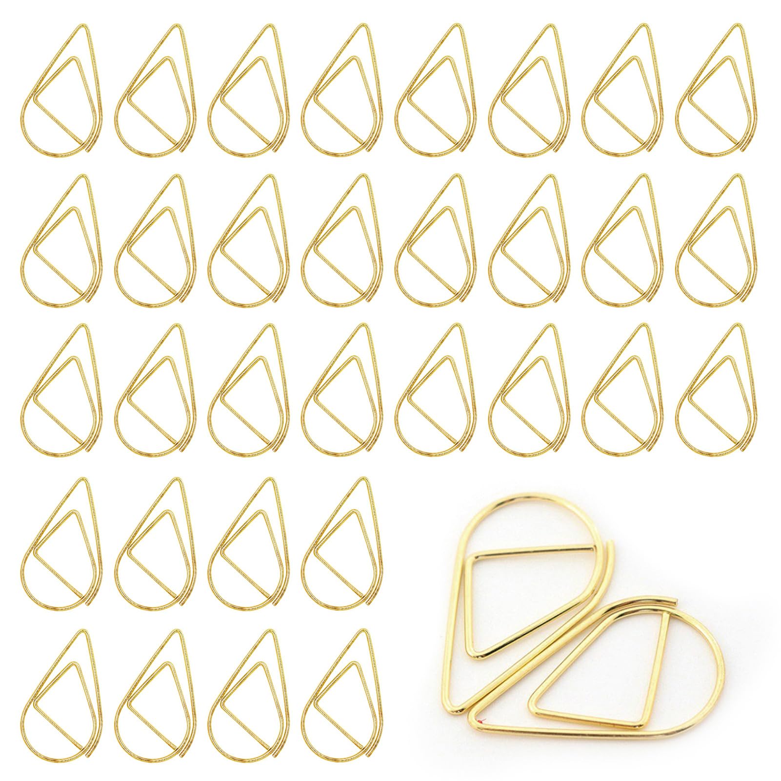Gold Paper Clips, 200 Pcs Small Paperclips Gold Cute Drop Shaped Paper Clips Teardrop Golden Small Water Drop Paperclips for Books image 1