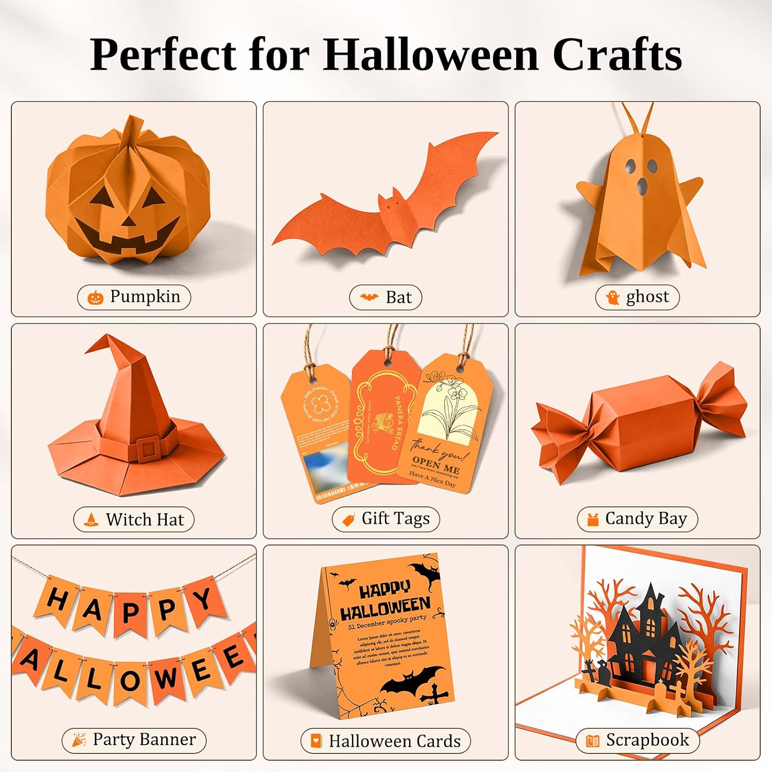 Halloween Orange Cardstock Paper 8.5 x 11, 75lb/200gsm, 40 Sheets, 2 Colors image 5