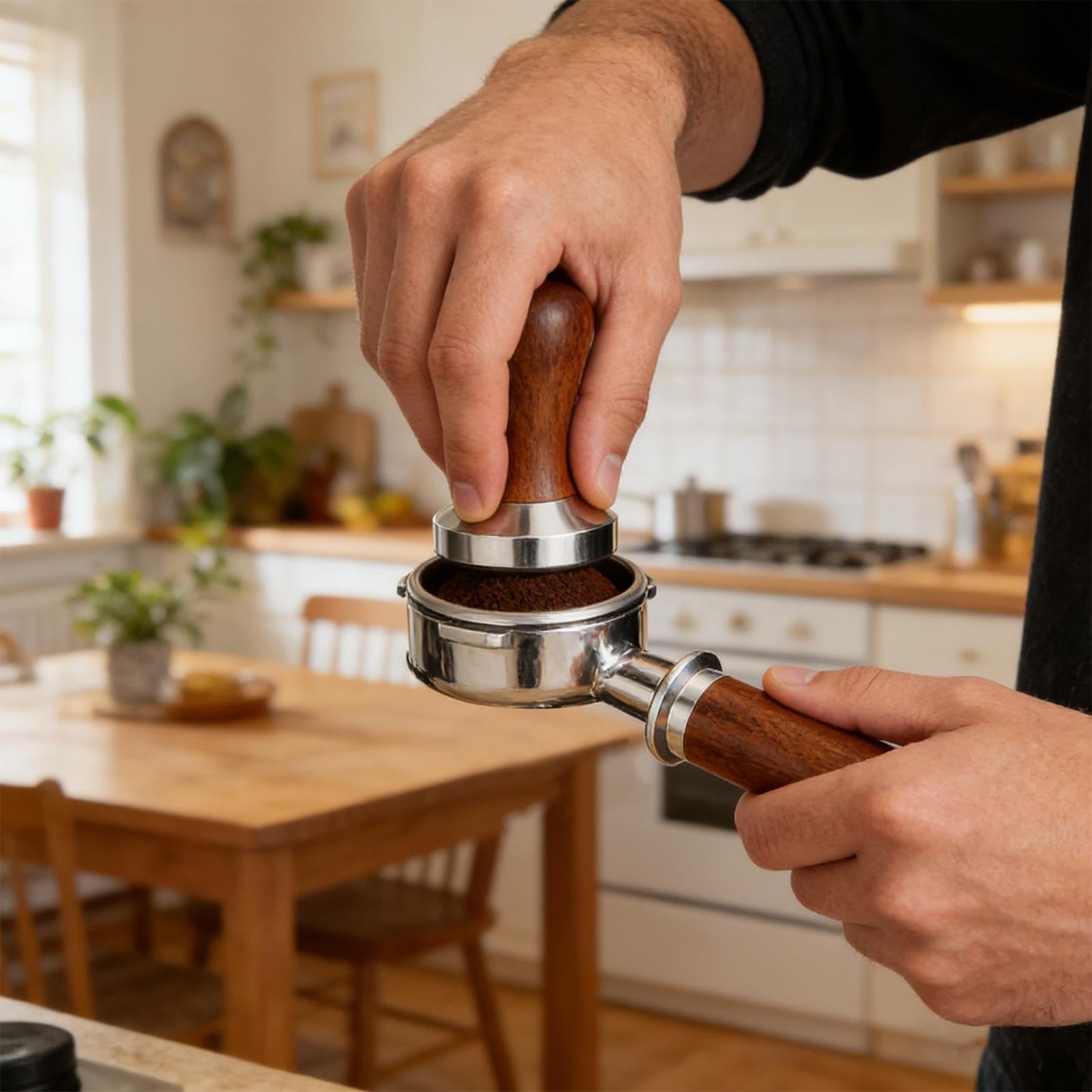 Bezdenny Portafilter Do Espresso 58mm Bezdenny Zastępczy Portafiltr Do Kawy | Ergonomiczny Uchwyt do Espresso do Użytku Domowego Kawiarni Biura