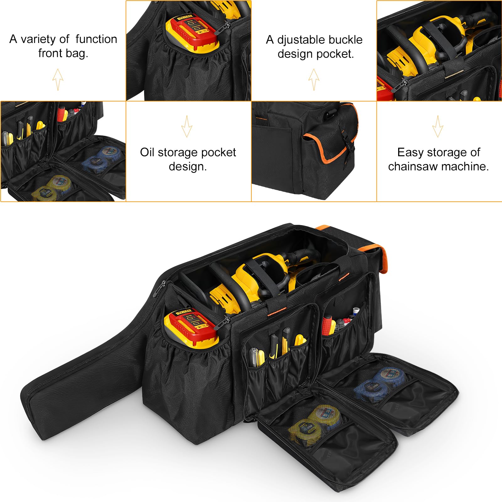 ORKELS Bolsa de Motosierra Compatible con Ego, Dewalt, Greenworks de 14, 16 y 18 Pulgadas, Funda de Almacenamiento Duradera para Motosierra y Accesorios, Solo Bolsa