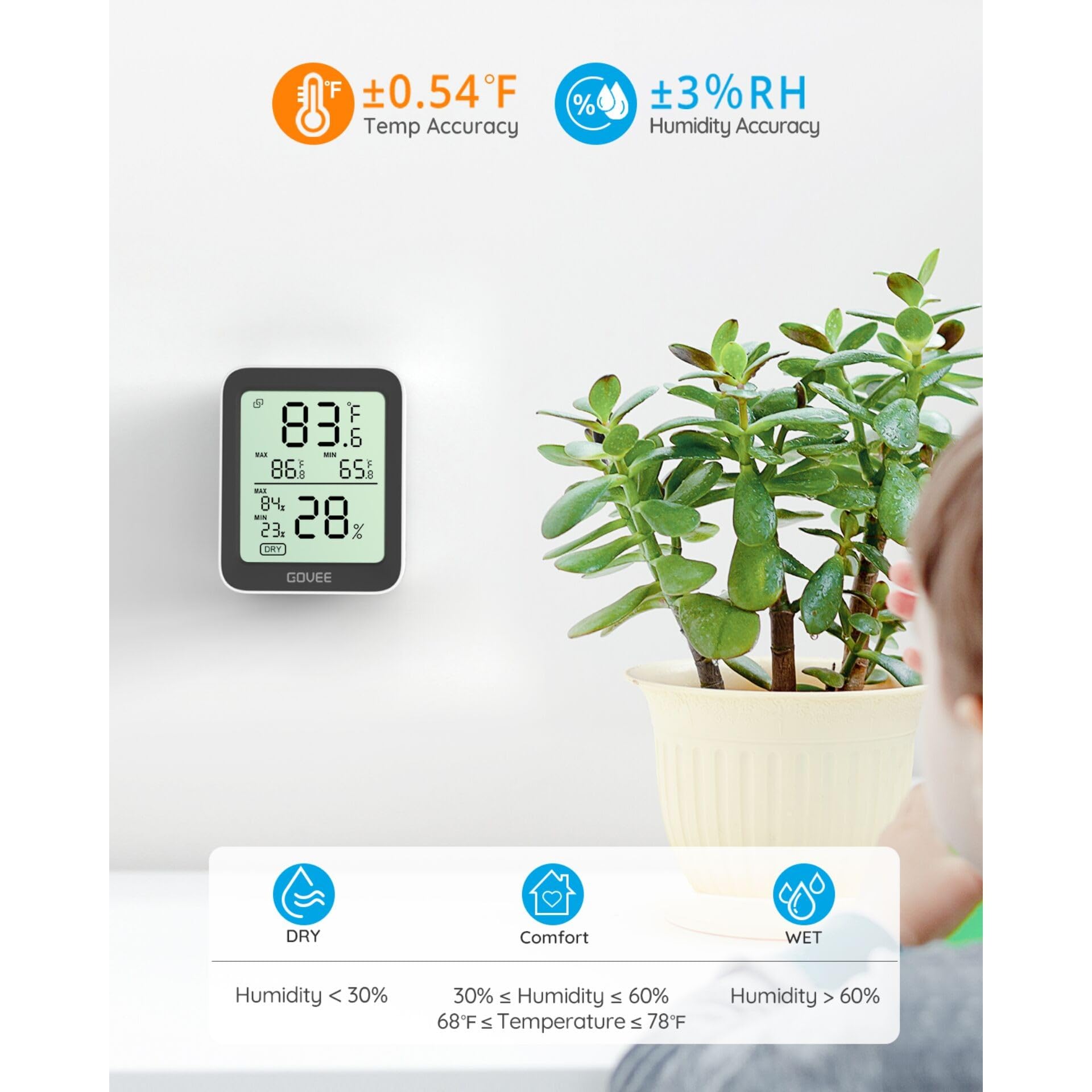 Govee Thermomètre hygromètre Bluetooth avec écran sans fil H5075001