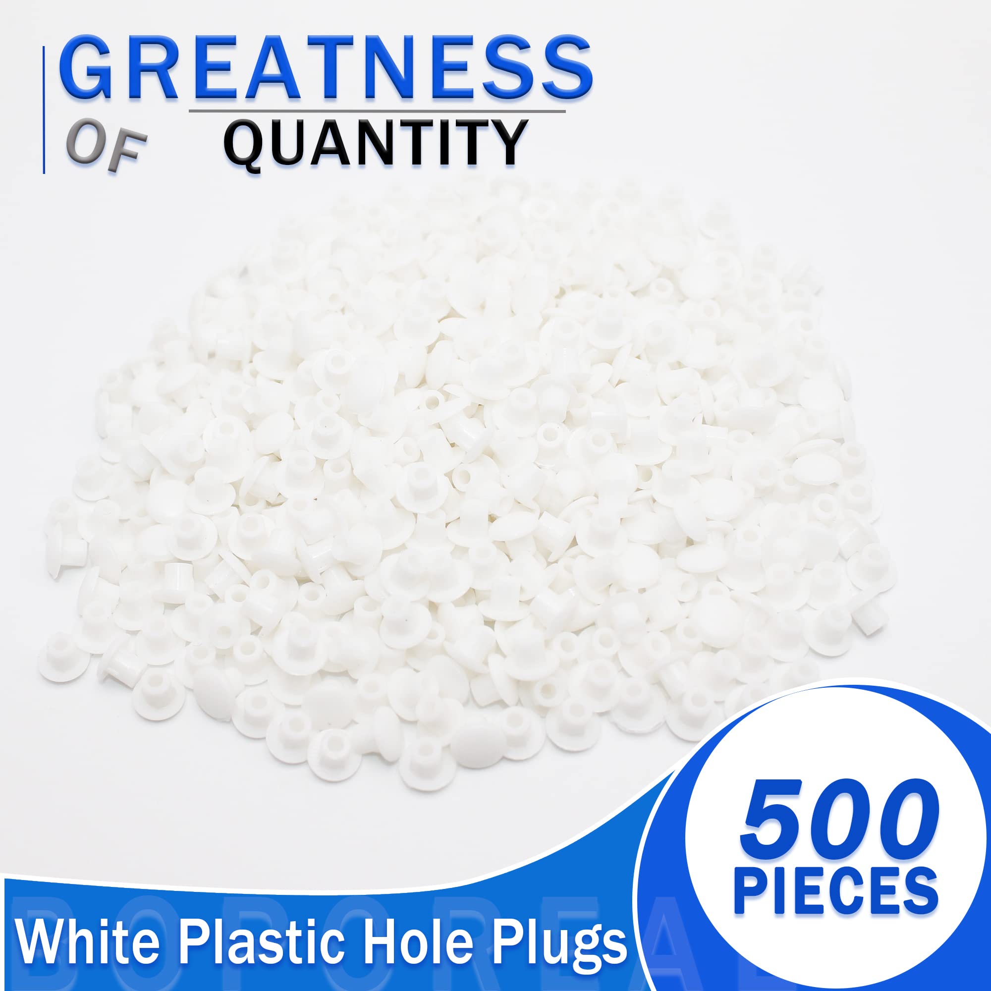 BOPOREAE 500Pcs 3/16 Inch Plastic White Hole Plugs, 5 mm Round Button Shelf Hole Plugs, Cabinet Closet Cupboard Shelves Furniture Peg Pin Nail Screw Drilling Hole Covers Caps