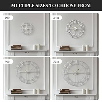 Amazon.com: Silver Wall Clock for Living Room Decor, 24 Inch