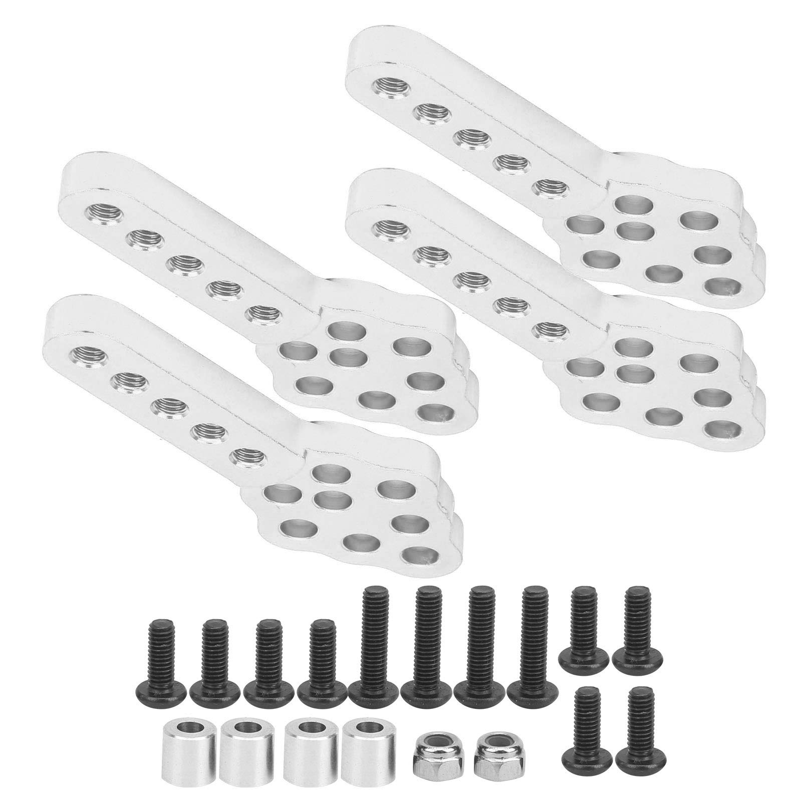 Verstellbare Aluminiumlegierschockdämpfer -Halterungsplatte für 1/10 RC -Auto Crawler, Langlebige RC Auto Stoßdämpfer Halterung für SCX10 1/10 Crawler, 4pcs Set (SILVER)