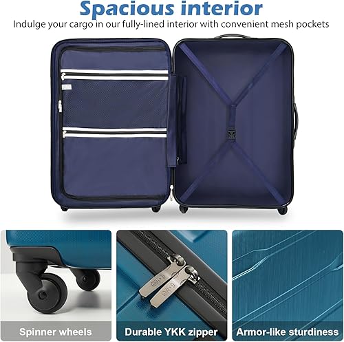 Miniatura 6 de Coolife - Maleta de equipaje ampliable (sólo 28.0 pulgadas) para PC + ABS con candado TSA integrado de 20 pulgadas, 24 pulgadas, 28 pulgadas