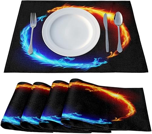 Miniatura 2 de Dragon - Juego de 4 manteles individuales de estilo clásico, lavables, impermeables, para fiestas, hogar, comedor, decoración de mesa de 18 x 12
