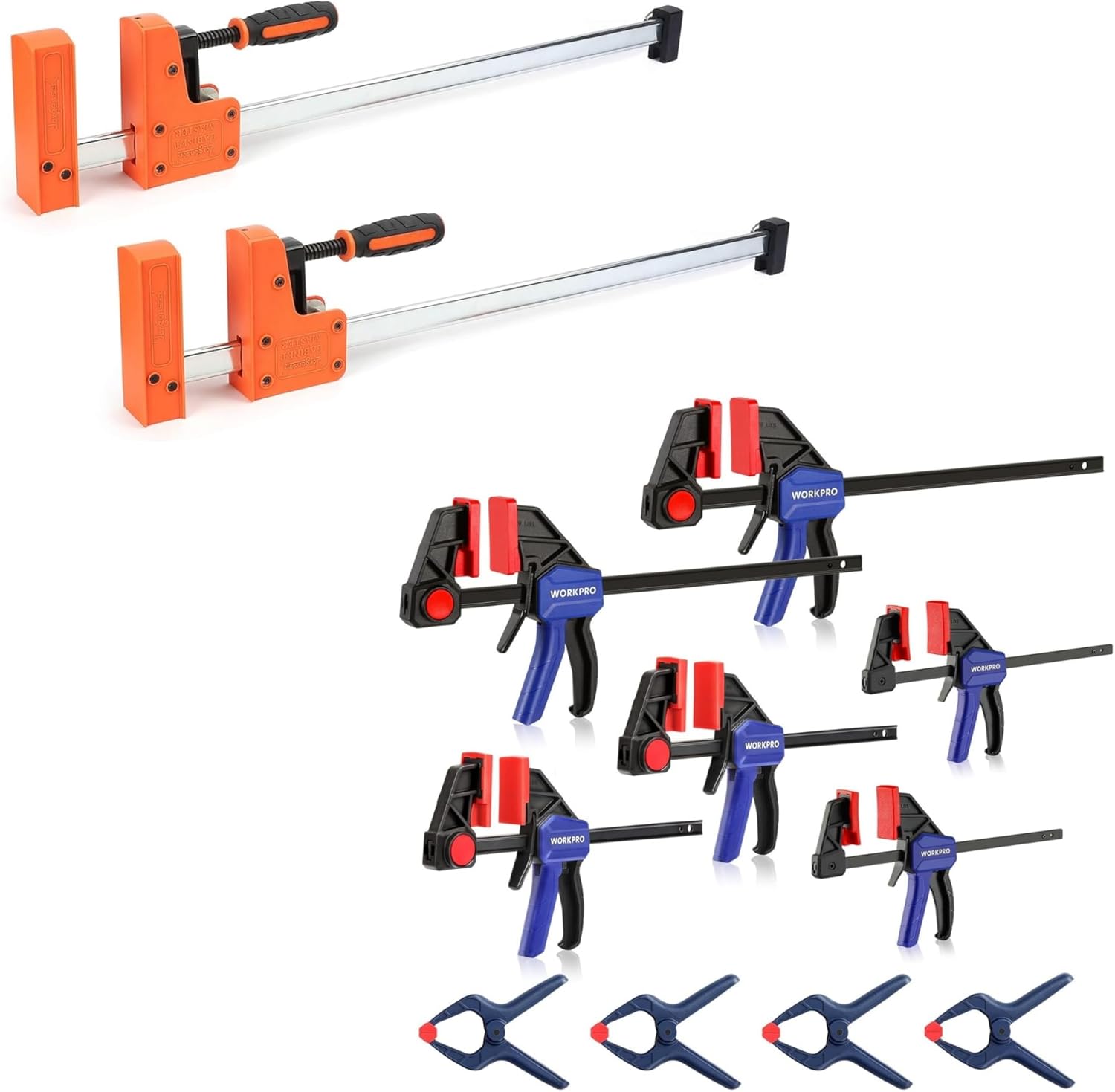 JORGENSEN 2-Pack 24-inch Bar Clamps and WORKPRO 6-Pack Bar Clamps & 4-Pack Spring Clamps