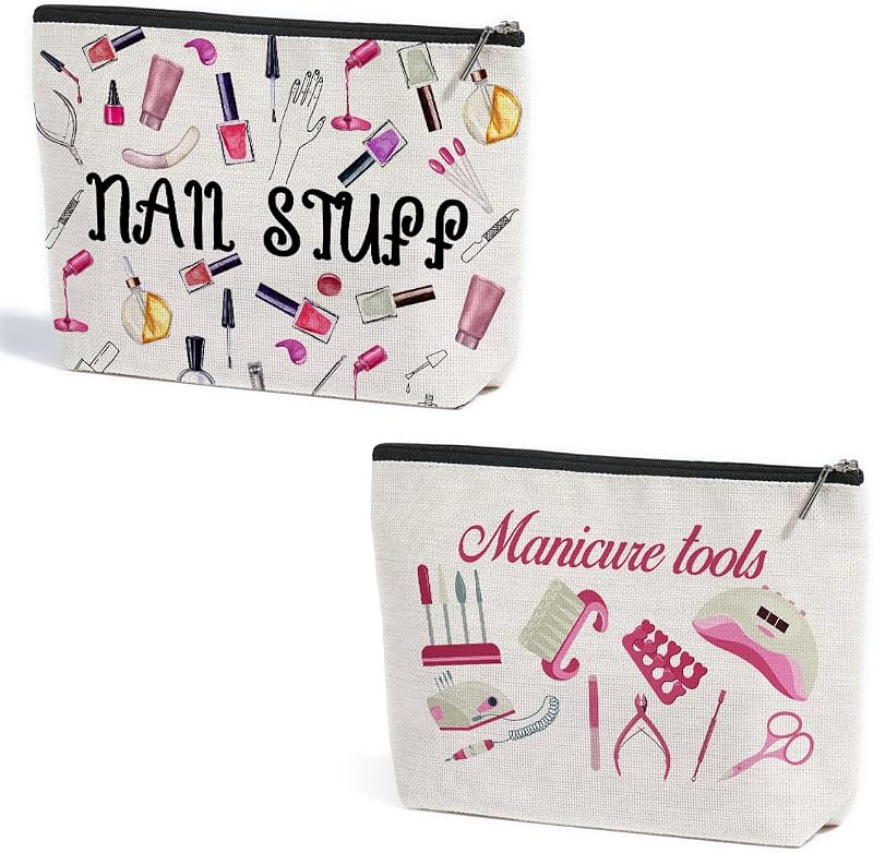 Necessaires de maquiagem ZHAMEN com zíper, estampa Cartoon, 27,2 x 17,8 cm, Pacote com 2