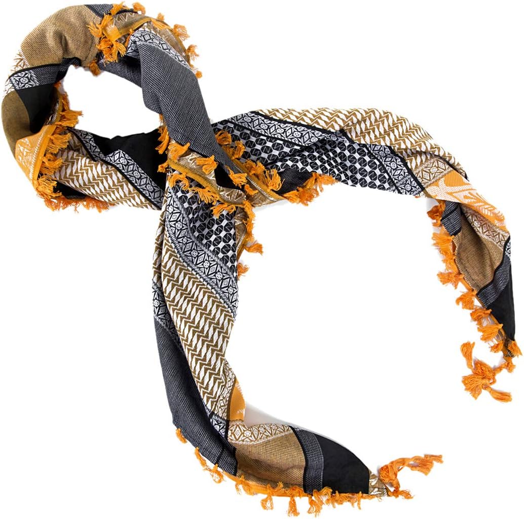 Merewill Cotton Shemagh Tactical Desert Wrap Keffiyeh Head Neck Arab Scarf For Men 49"x49"