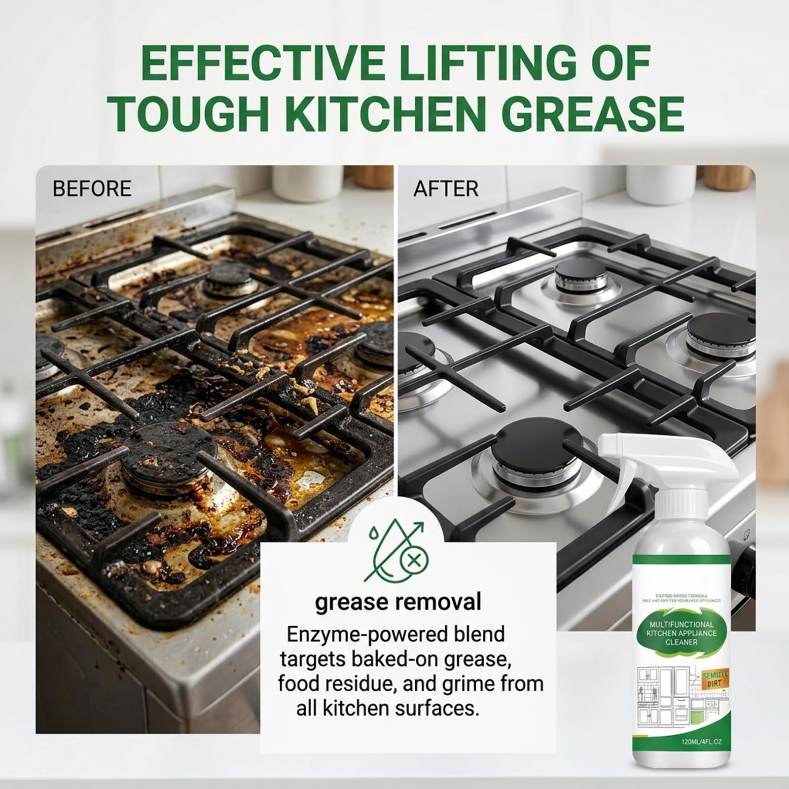Multifunktionaler Küchengerätereiniger Für Backofen Herd Dunstabzugshauben, Küche Schweröl Reiniger Spray, Mehrzweck-Haushalt Und Küchen Reinigung Spray Für Töpfe, Küchen Ölflecken Entfer (5PCS)