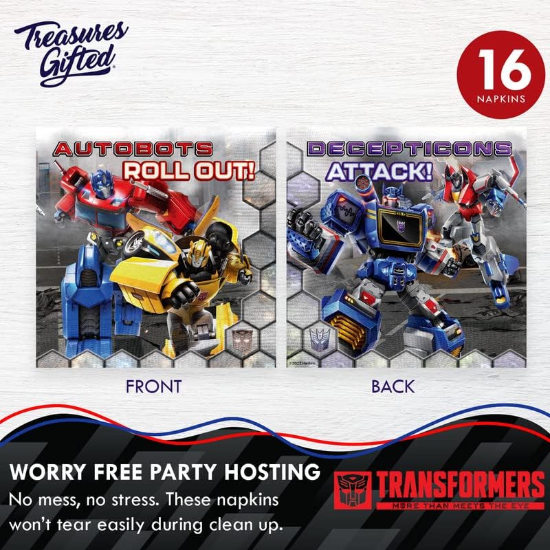 Miniatura 5 de Treasures Gifted Suministros para fiestas con licencia oficial de Transformers  Sirve a 16 invitados  Vajilla de lujo Transformers suministros para