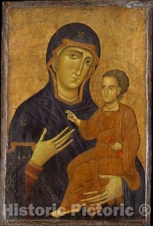 Historic Pictoric Art Print : Berlinghiero - Madonna and Child : Vintage Wall Décor : 08in x 12in