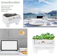 Vista 4 de HANABASS Macetero de piano creativo para suculentas, mini contenedores de plantas de cemento para la oficina en casa, 1 unidad (blanco)