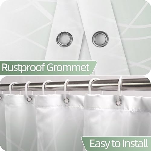 Miniatura 13 de Cortina de ducha pequeña a rayas gris claro degradado para baño, 36 x 72 pulgadas, juego de cortina de ducha geométrica para cabina de RV con Gris