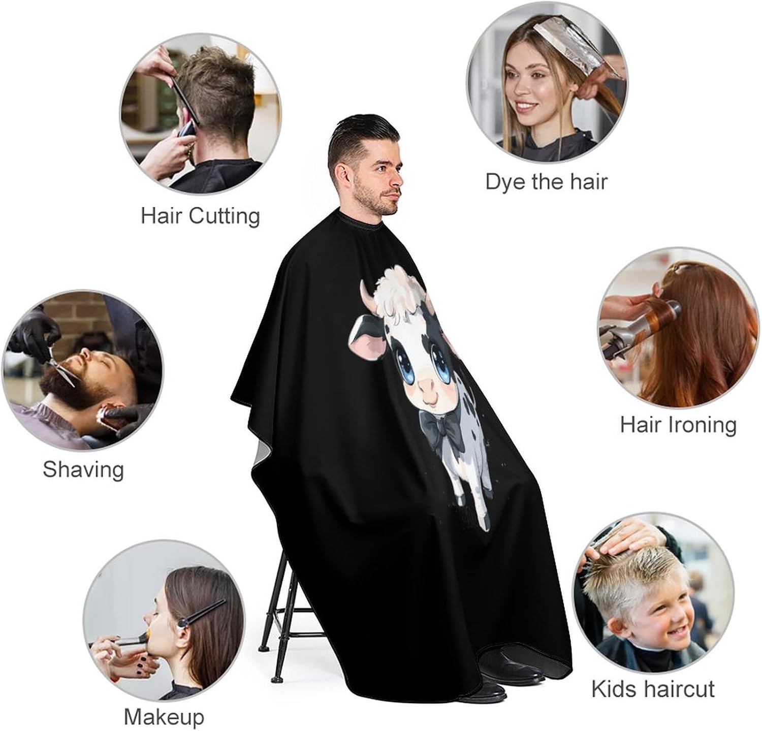 Cow Print Barber Cape Professional Hair Cutting Apron Hairdresser Cape for Men Women