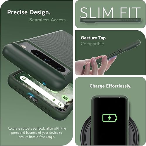 Vista 228 de TUDIA MergeGrip - Funda para Google Pixel 7a 2023, [probada en caídas de grado militar] borde elevado para protección de pantalla y cámara, doble