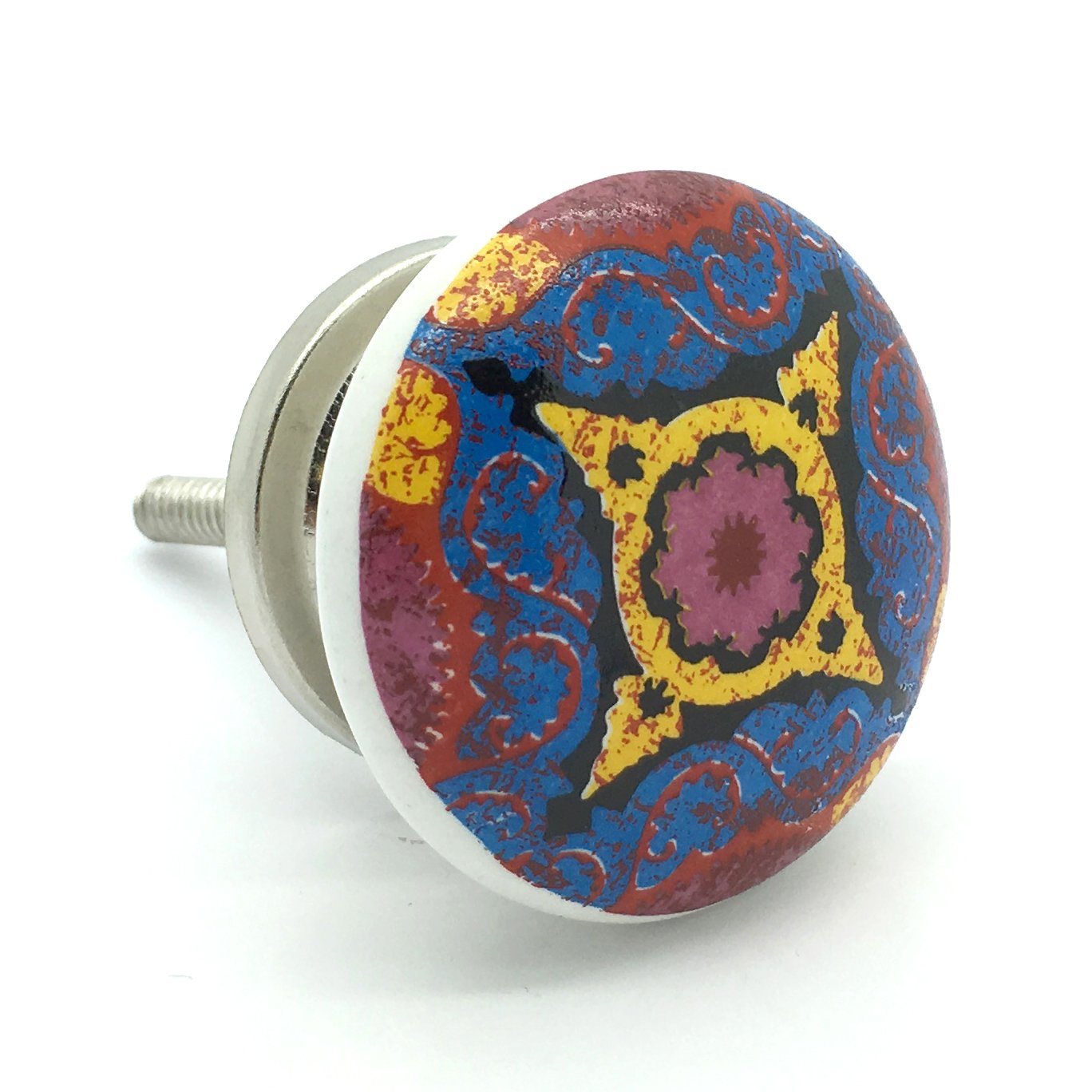G Decor Mosaic Ceramic Door Knob Vintage Shabby Chic Cupboard Drawer Pull Handle (Multi)