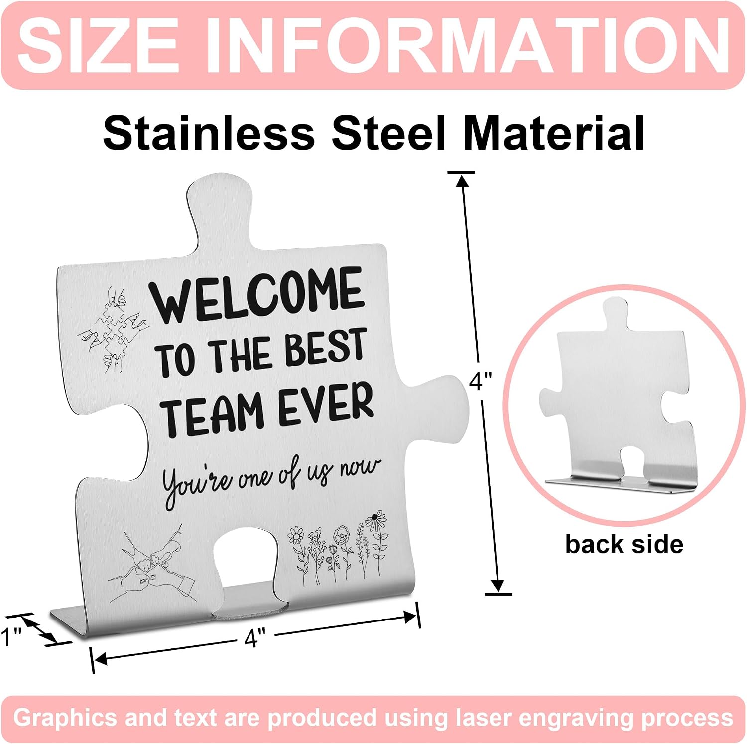 Welcome to the Best Team Ever Puzzle Sign for New Coworker Employee, Stainless Steel Desk Gift for Team Welcome Appreciation, Office Decor Plaque for New Hire Onboarding Recognition - FSD325 image 2