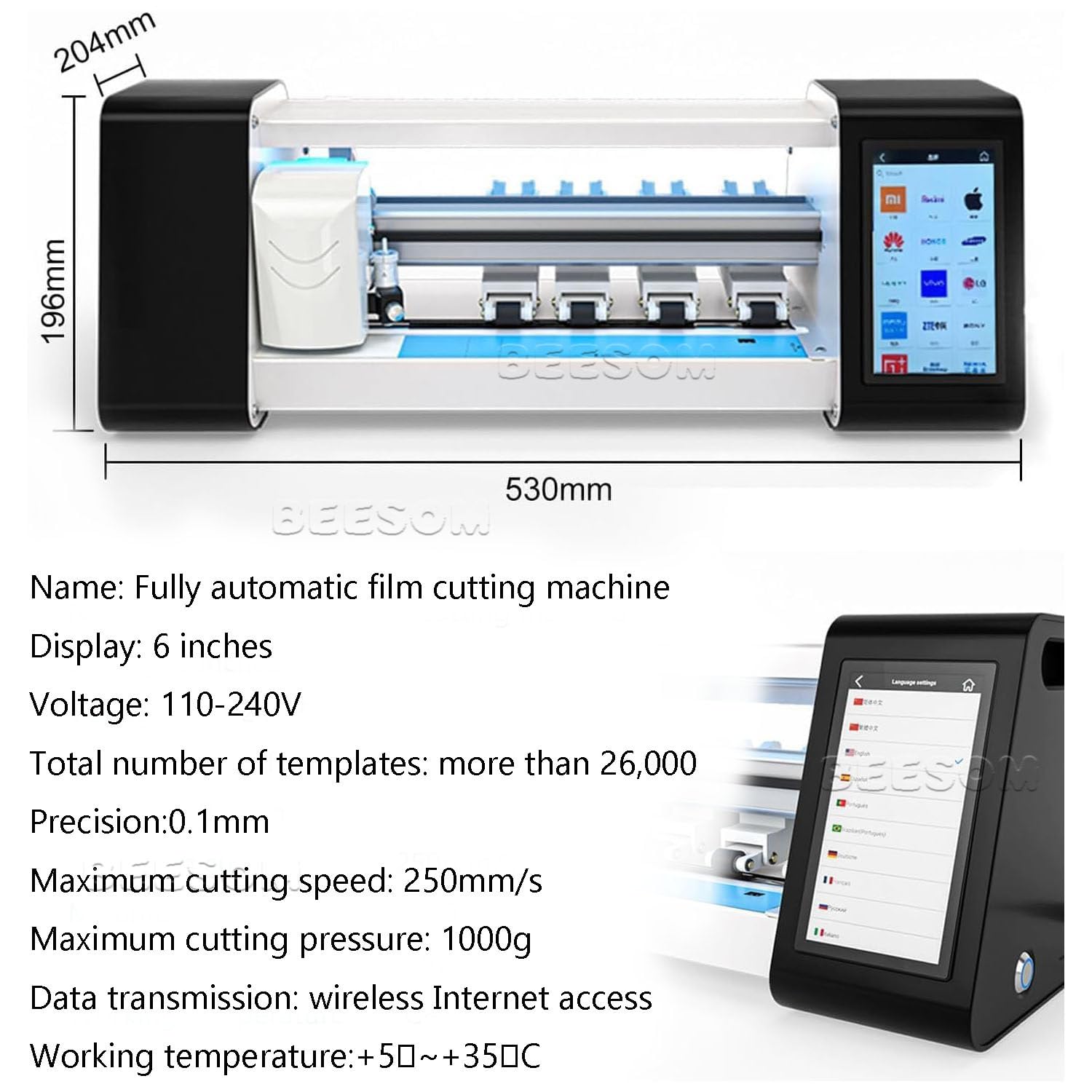 Macchina Taglio Pellicole Protettive Schermo,Macchina Taglio Pellicole Idrogel,Touch Screen Intelligente,Taglio Preciso,Pellicola Idrogel,per Cellulari Tablet Orologi Fotocamere