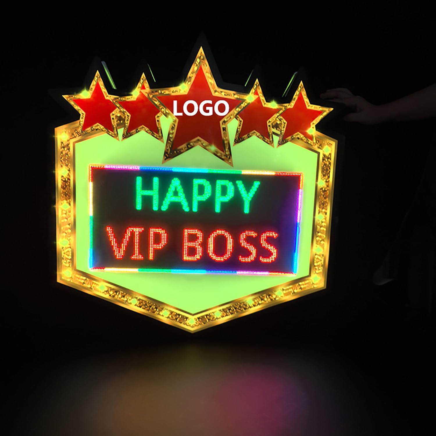 Programmierbares LED-Display für Bars, Clubs, Hochzeiten, Geburtstagsfeiern – Acrylrahmen, inklusive 2 x 5000 mAh wiederaufladbaren Batterien