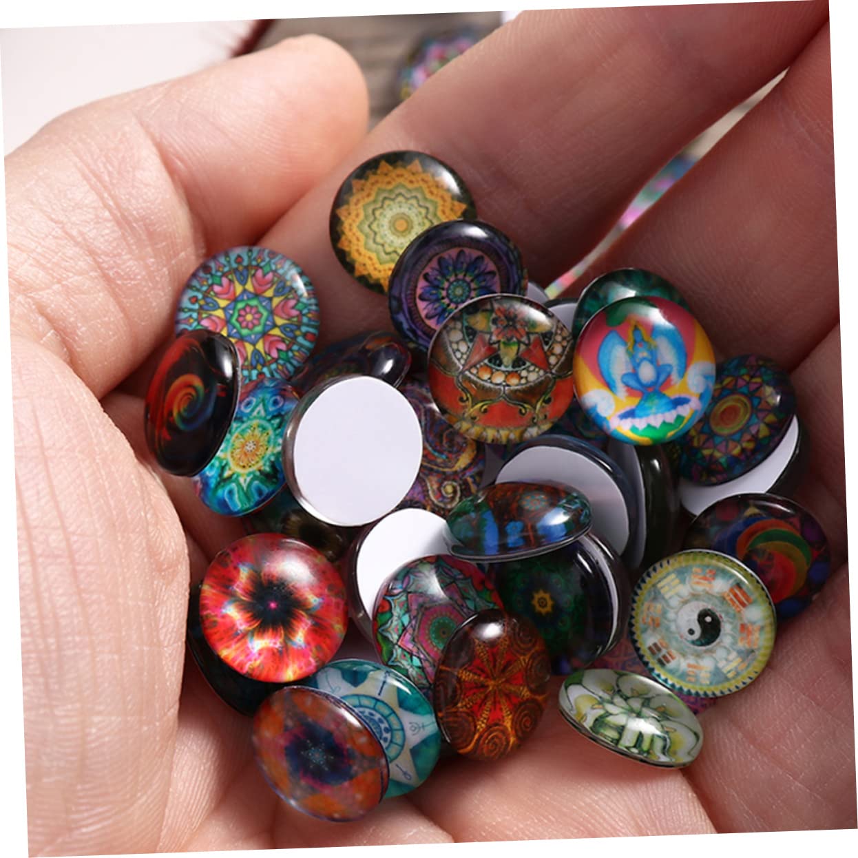 50 Parches De Vidrio Redondos Para Joyería DIY - Colores Brillantes, Para Hacer Collares, Pendientes, Anillos, Manualidades Creativas