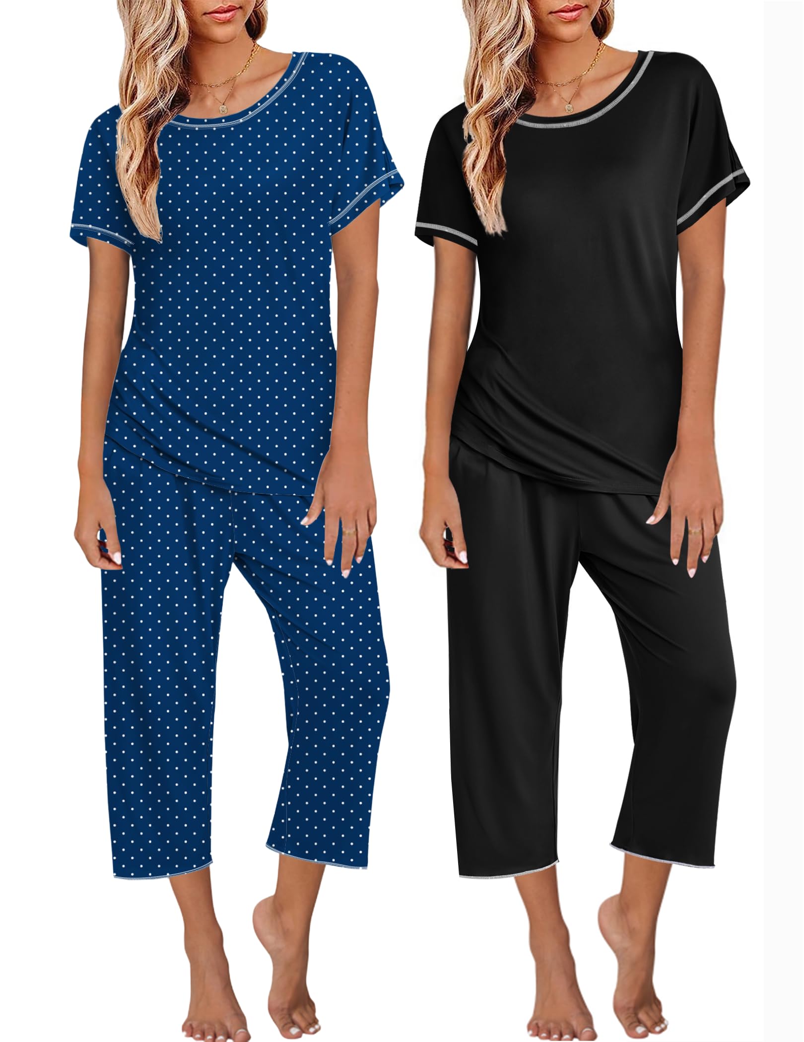 Ekouaer 2 Pack Pajamas Sets