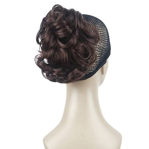 Vista 12 de Aimole Extensiones de clip de garra sintética de dama de cola de caballo gris rizado corto (48T)