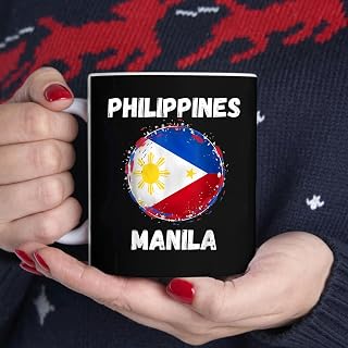 Manila Philippines Vintage Sport Filipino Flag Souvenirs BlackMug, Tea Mug, Tea Cup, Coffee Cup