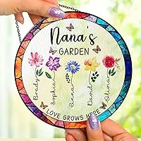 Vista 2 de Atrapasueño personalizado de vidrio para jardín de la abuela, decoración de ventana, regalo para mamá, abuela, nana, día de la madre, Navidad