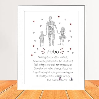 PERSONALISED Daddy and Son Daughter POEM Gifts for Birthday, Fathers Day, Christmas - Gifts for Dad, Daddy, Grandad from Little Girl, Boy, Child, Grandchildren - 1, 2 or 3 Children Designs