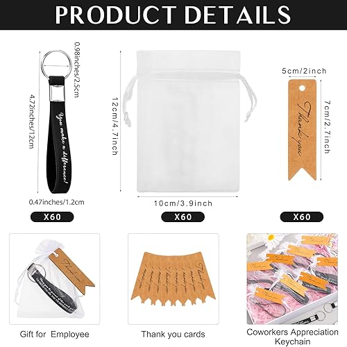 Miniatura 9 de Roowest 60 juegos de llaveros motivacionales de silicona para agradecimiento, regalo a granel para asistentes, profesores, enfermeras, compañeros de