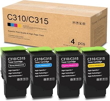 C310 / C315 High Capacity Toner Cartridge Set 4-Pack, 1BK/1C/1M/1Y