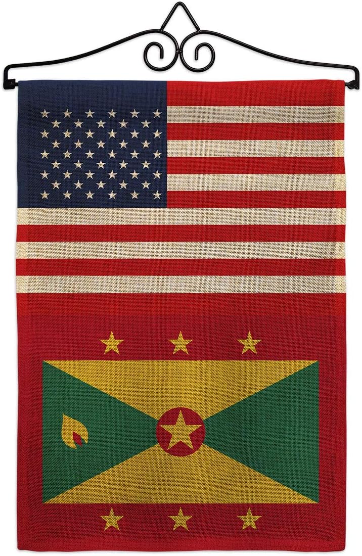 Grenada US Friendship Garden Flag Set Wall Holder Regional USA American Alliance World Country Particular Area Small Decorative Gift Yard House Banner Made In 13 X 18.5