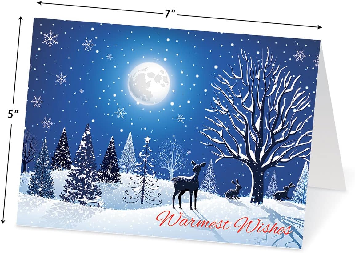 Colorful Images Magical Winter Personalized Christmas Cards- Set of 24 Cards and Matching Envelope Seals, Card Stock, 5 x 7 Inches