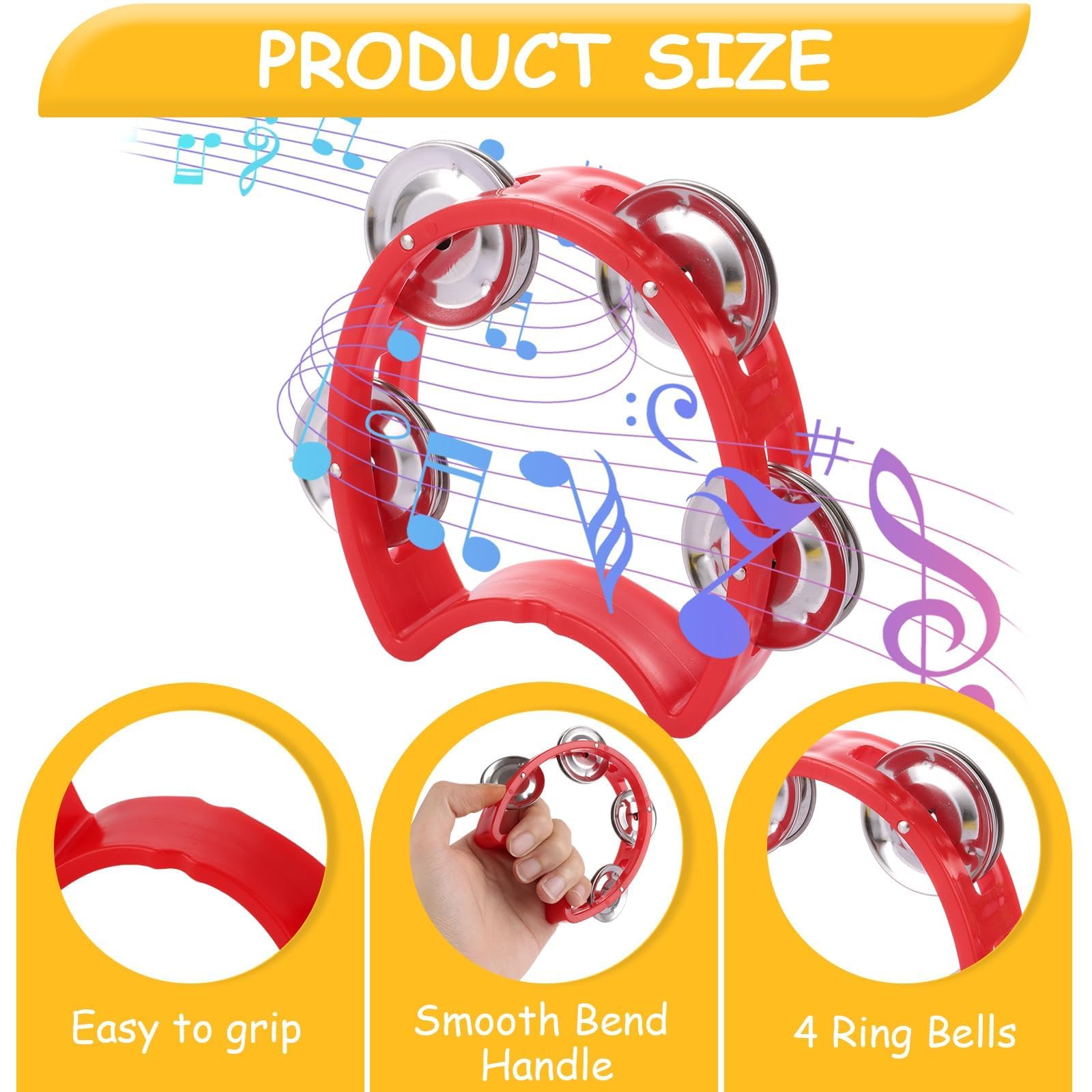MIVIDE 21 Stück Tambourin, Half Moon Hand Tambourine Metal, 7 Farbe Tamburine Erwachsene für Schulaufführungen, Musikkurse