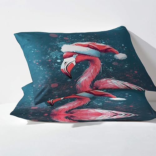 Miniatura 3 de Sábanas de Navidad Split King para cama ajustable, sábanas de flamenco, sábanas estampadas y juego de 5 piezas, microfibra suave con bolsillo