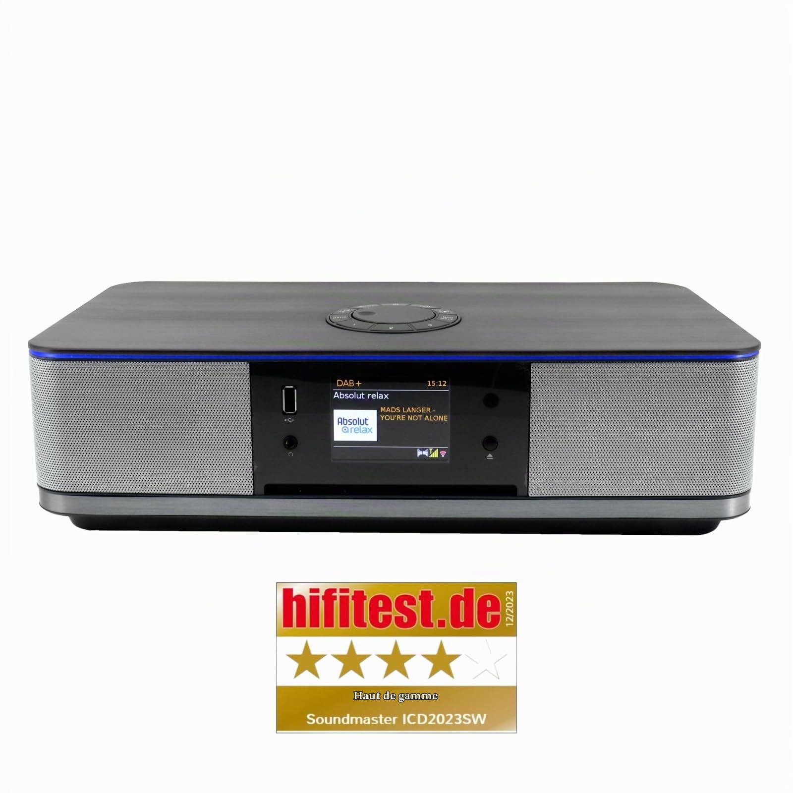 Soundmaster Highline ICD2023SW Chaîne Hi-FI Radio Internet WLAN 2,4/5 GHz Eclairage d'ambiance LED Dab+ Bluetooth Lecteur CD USB MP3 APP Ecran Couleur Réveil
