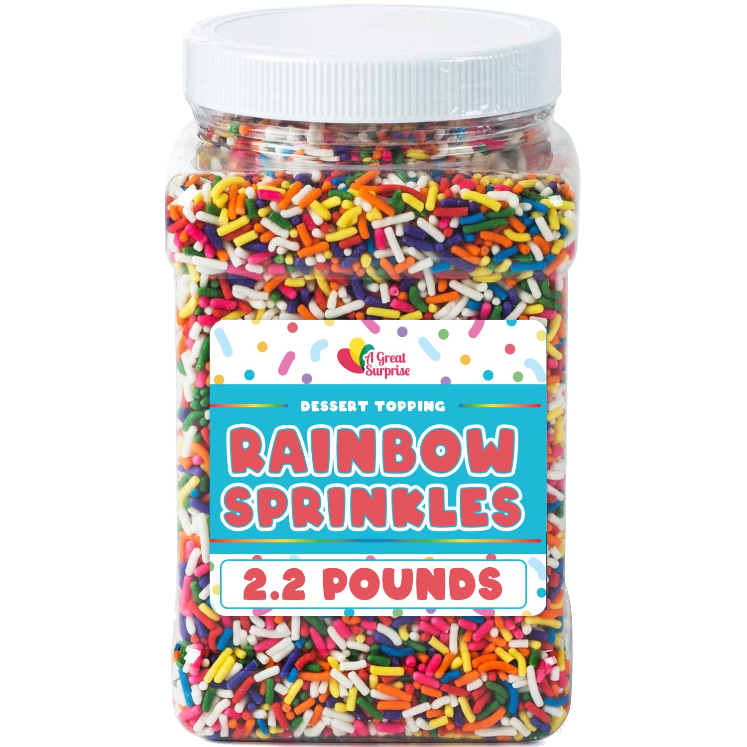 A Great Surprise Spring Rainbow Sprinkles - 2.2 Pounds - Bulk Rainbow Jimmies for Cookies - Birthday Cake for Ice Cream, Baking, Cupcakes, Donuts