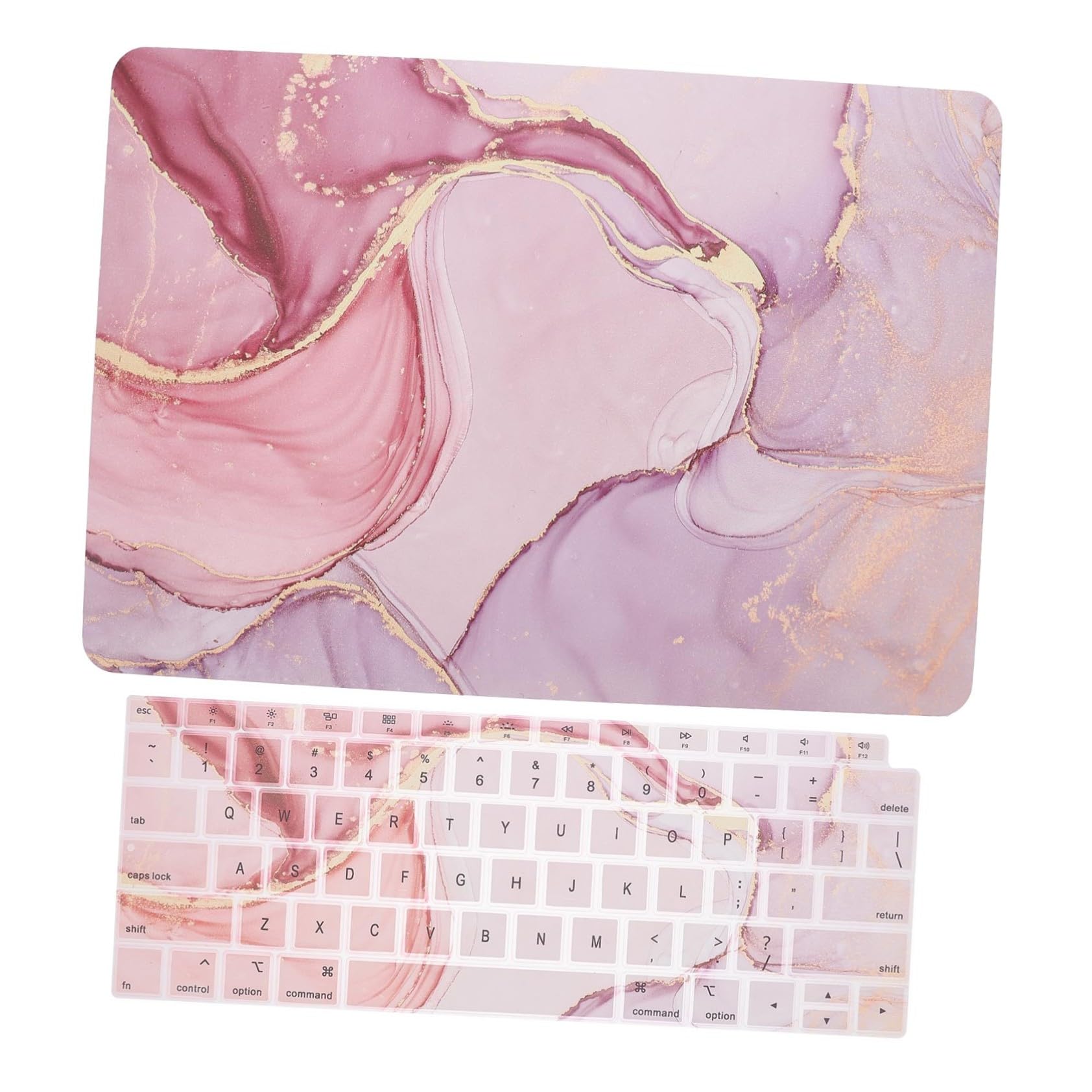 Funda rígida Macbook Air de 2 piezas con diseño de mármol y protector de teclado 8