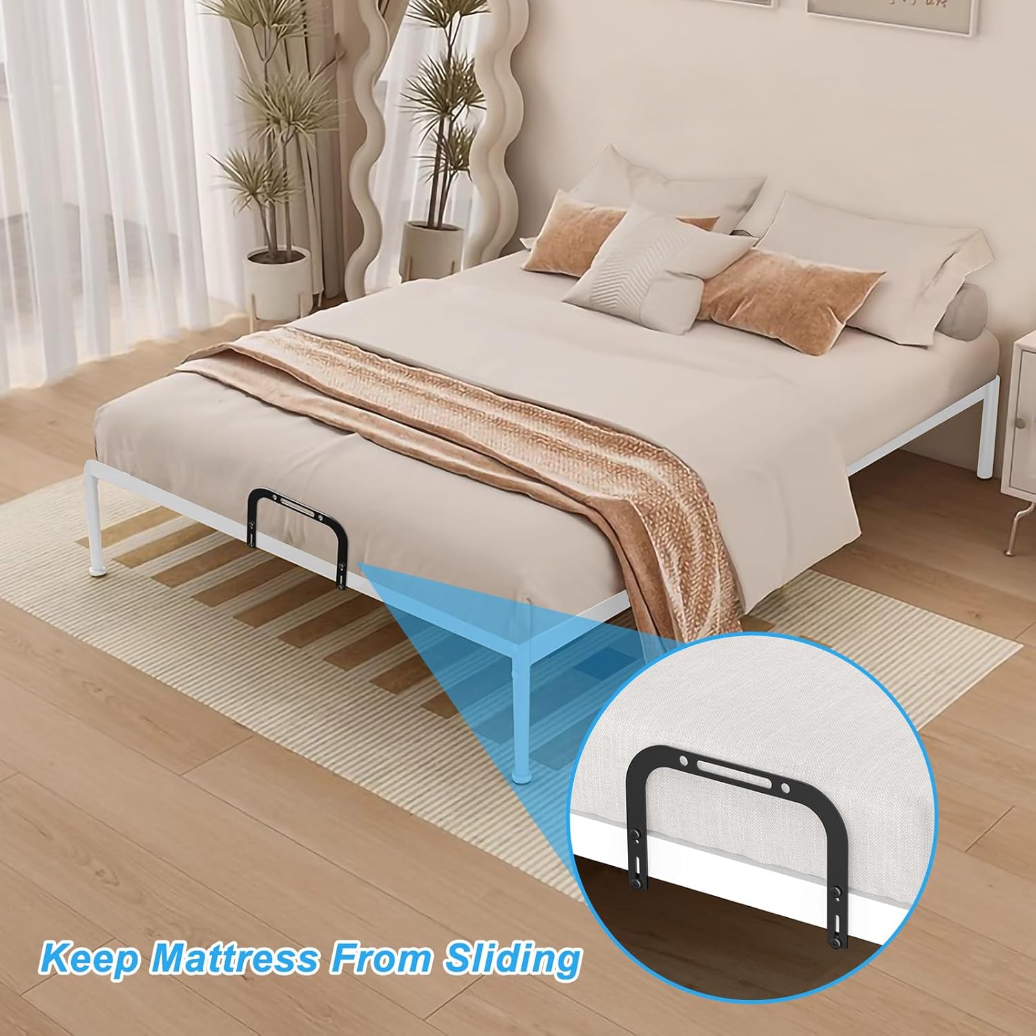 YUOROS Mattress Retainer Bar Keep Mattress Stopper from Sliding Non Slip Mattress Gripper Holder (4 Mattress Holders)