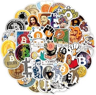 LYLSDSB Bitcoin Lot de 50 autocollants en vinyle pour voiture, ordinateur portable, téléphone, guitare, skateboard, moto, vélo