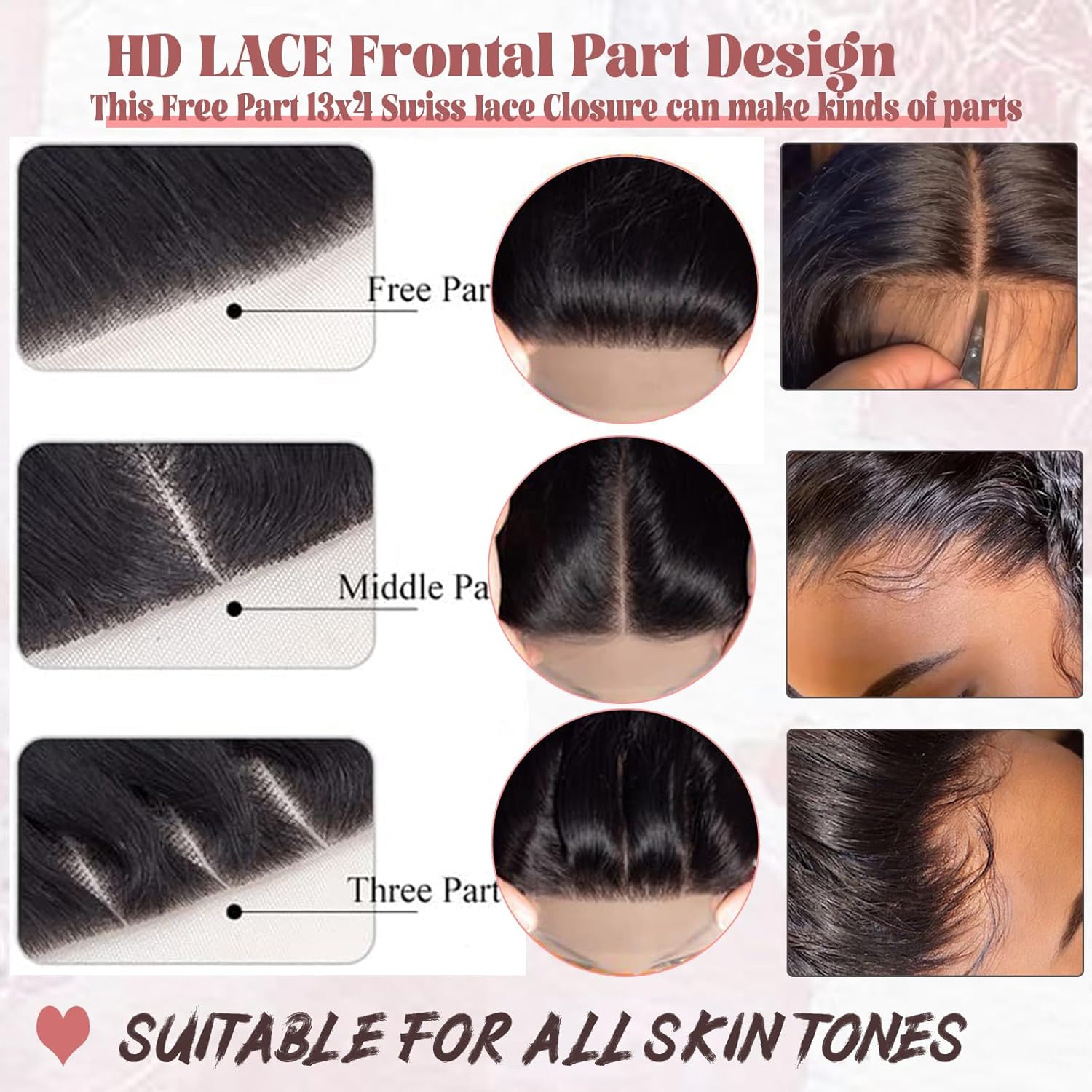 HD Lace Frontal Closure,Straight 13x4 SKINLIKE Hd Transparent Lace Frontal Ear To Ear Free Part Brazilian Virgin Human Hair Extensions Invisible Swiss Lace Frontal with Baby Hair Natural Black Color