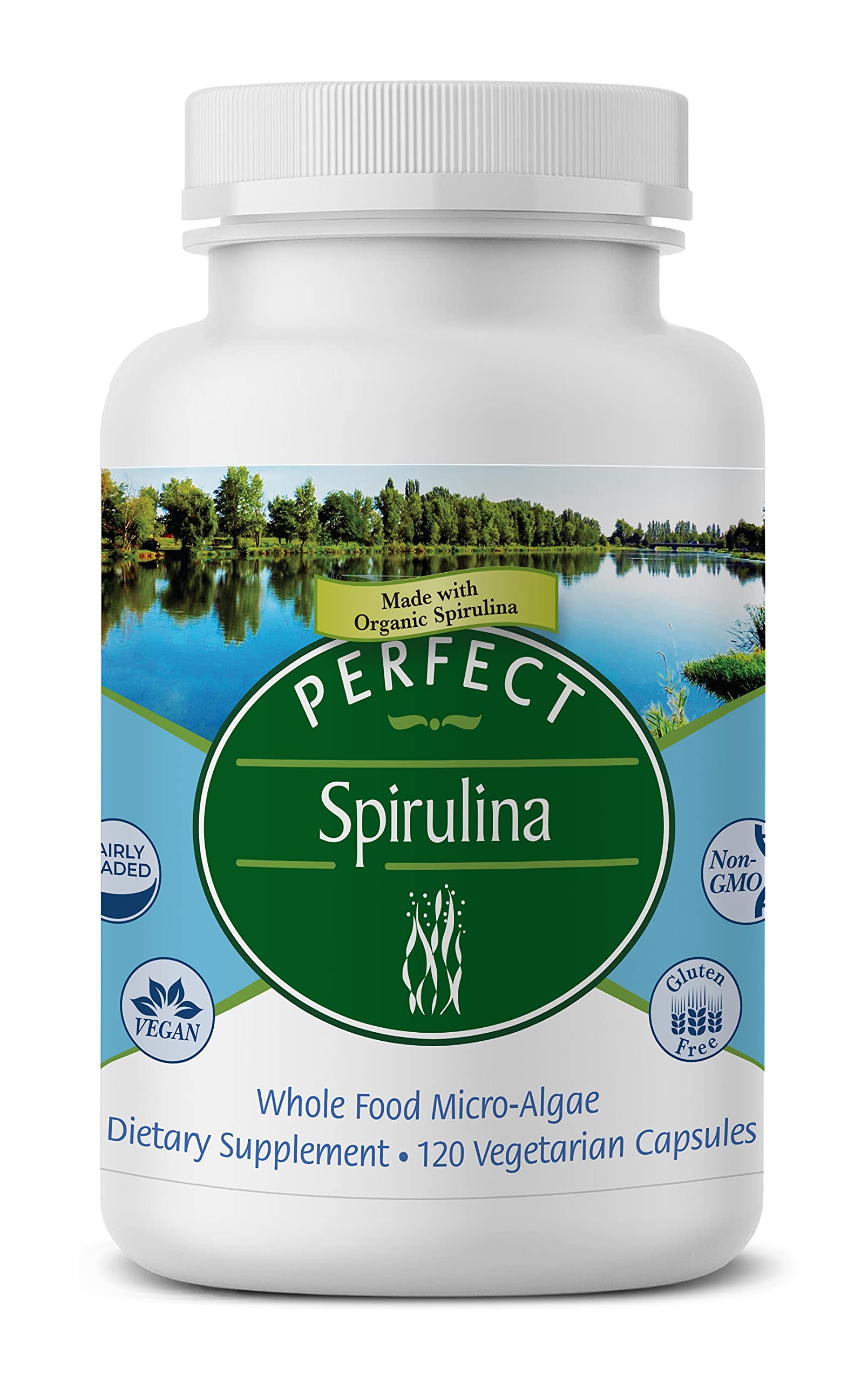 Perfect Spirulina – 120 Vegetable Capsules – Organic Spirulina Supplement - Whole Food Micro Algae - Immune System Support
