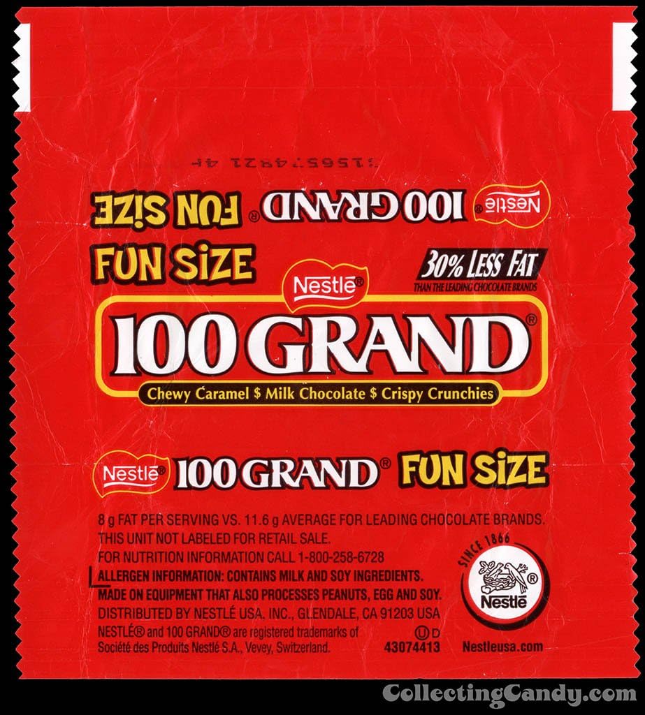 100 Grand 0.75 oz Fun Size Chocolate Bars 90 TOTAL FUN SIZE BARS