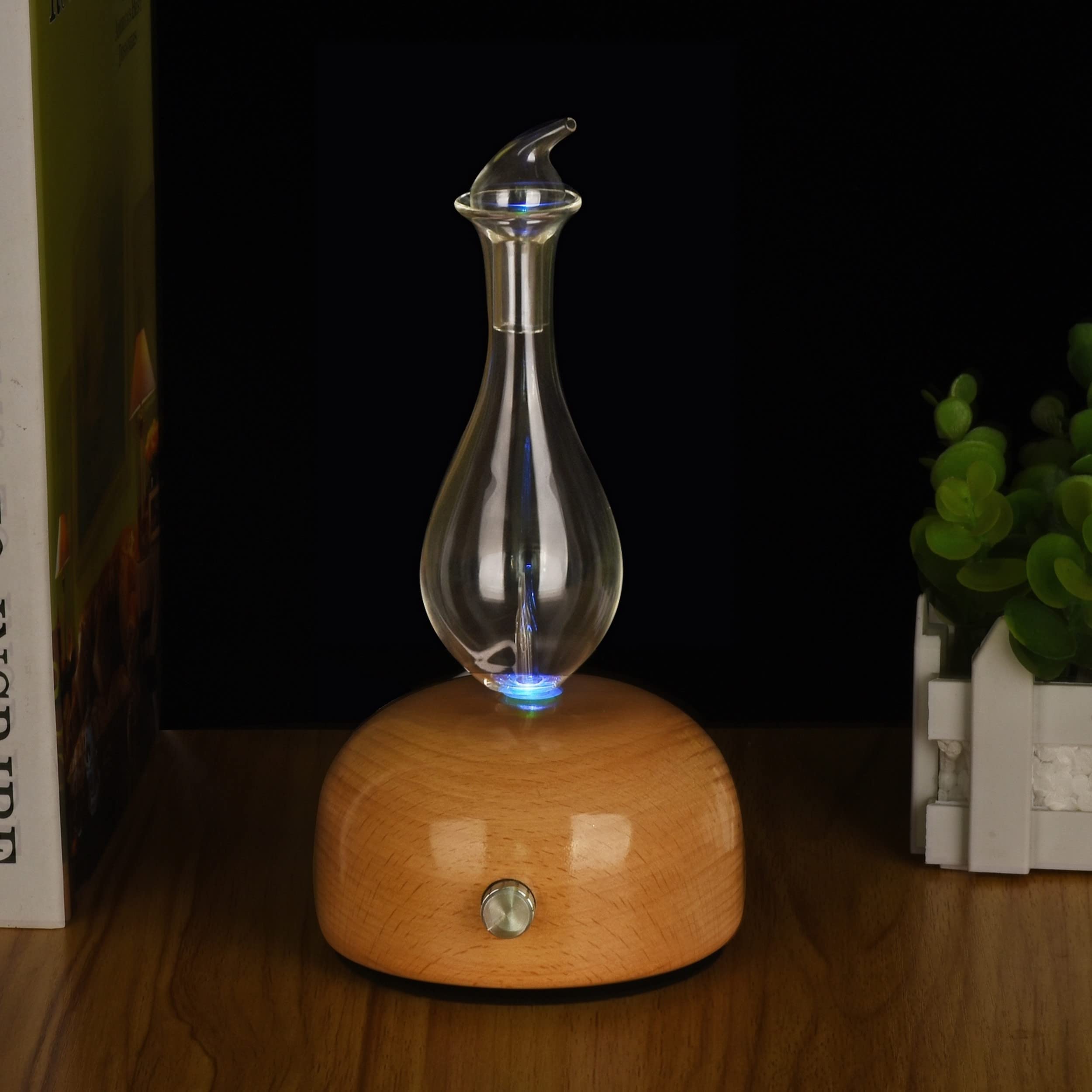 Zen'Arôme Diffusore di oli essenziali tramite nebulizzazione programmabile Aurora-intensità regolabile (fino a 100 m²) e illuminazione a LED-Diffusione a Freddo per Aromaterapia, Timer, Legno, Vetro