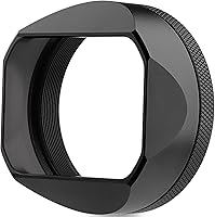 Haoge LH-X54B Square Metal Lens Hood for Fujifilm X100VI with 49mm UV Filter Adapter Ring - Black Aluminum CNC