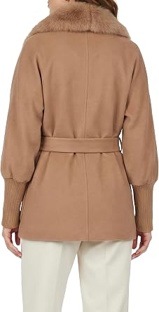 Fabric Jacket with Detachable Shearling Lamb Collar