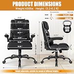 Executive Office Chair with Flip-up Armrests,Ergonomic Computer Desk Chairs,Mid-Tall Back Leather Office Chair 400 Lbs,Lumbar Support Swivel PC Chair with Rocking Function