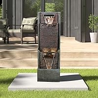 Vista 2 de Fuente de agua de jardín al aire libre con diseño contemporáneo y luz LED fuente de agua de pie - adecuada para terraza, patio, porche, decoración