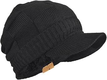 FORBUSITE Men Knit Beanie Visor Cap for Winter Women Thick Beanie with A Brim